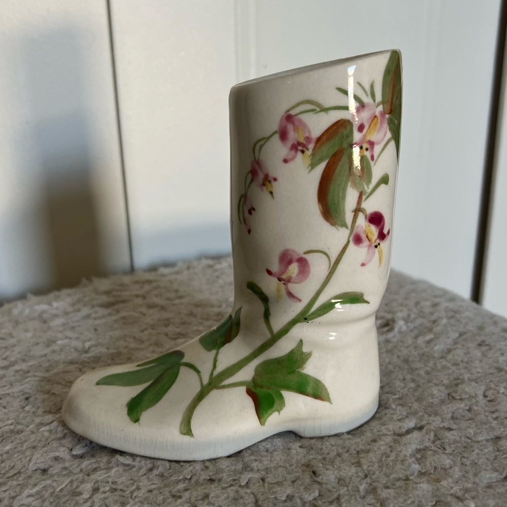 Vintage floral boot vase